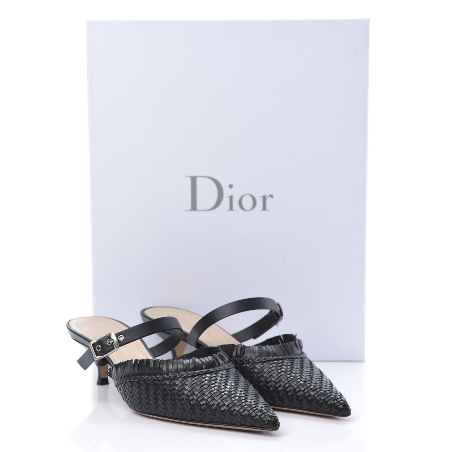 Lambskin Woven Teddy D Mule Sandals 36 Black