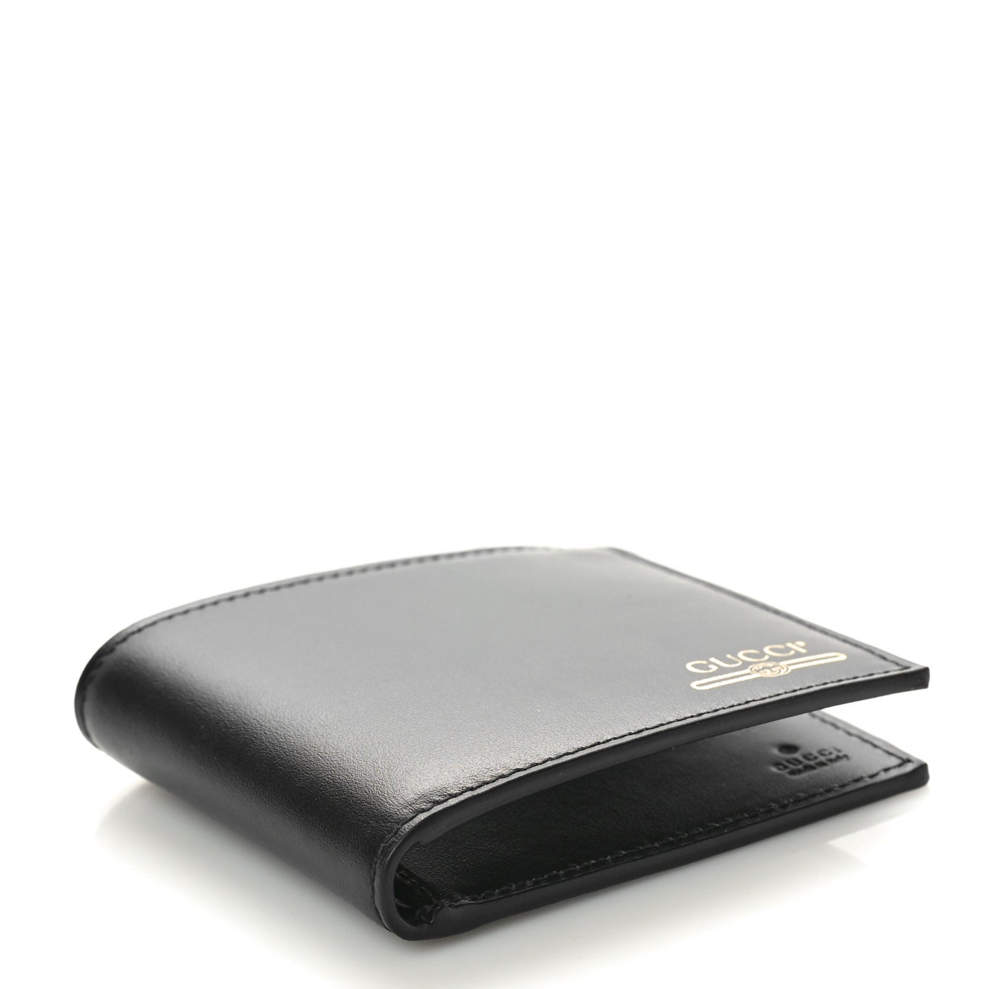 Plutone Calfskin Logo Bi-Fold Wallet Black