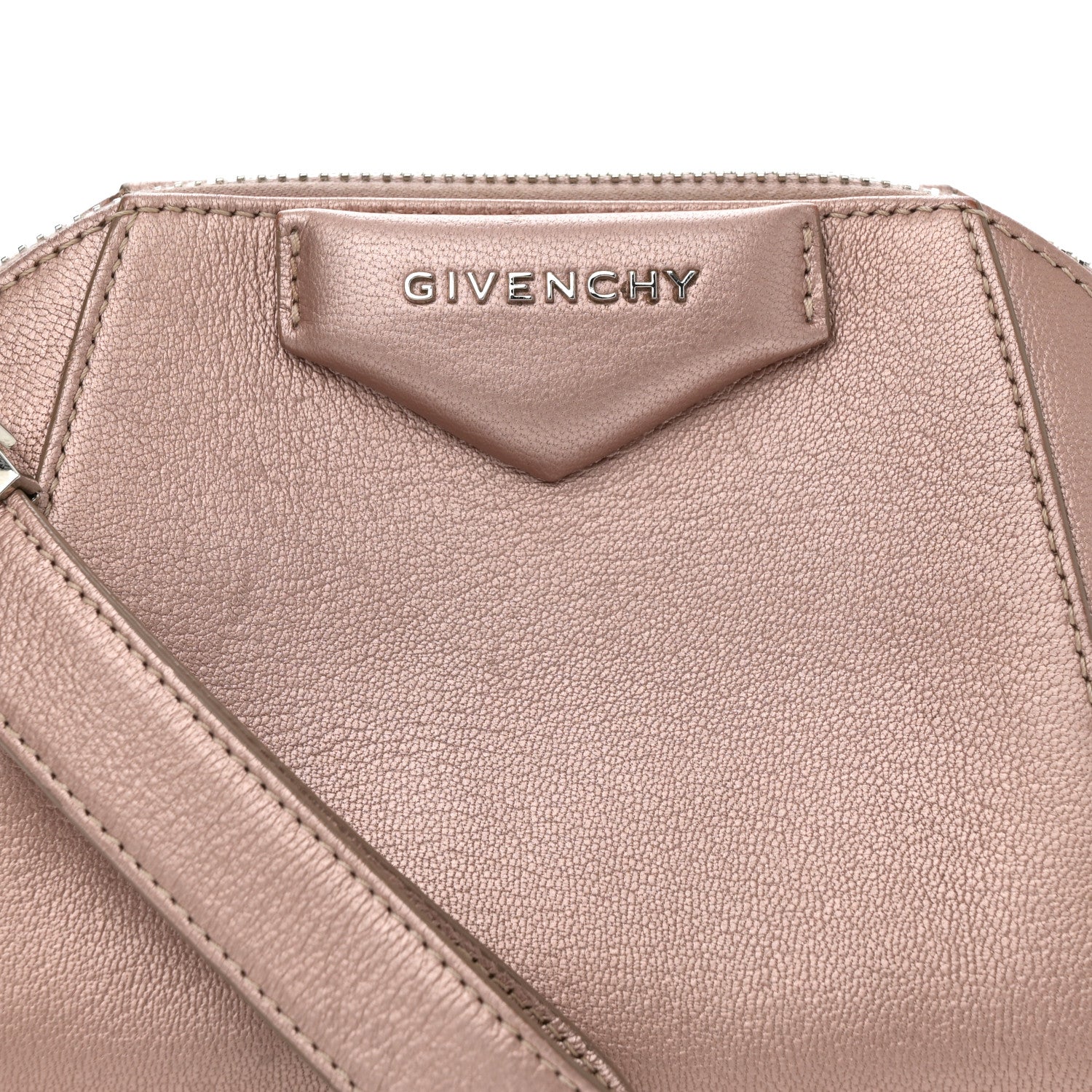 Givenchy Metallic Sugar Goatskin Small Antigona Beauty Wristlet Light Pink 8 of 11