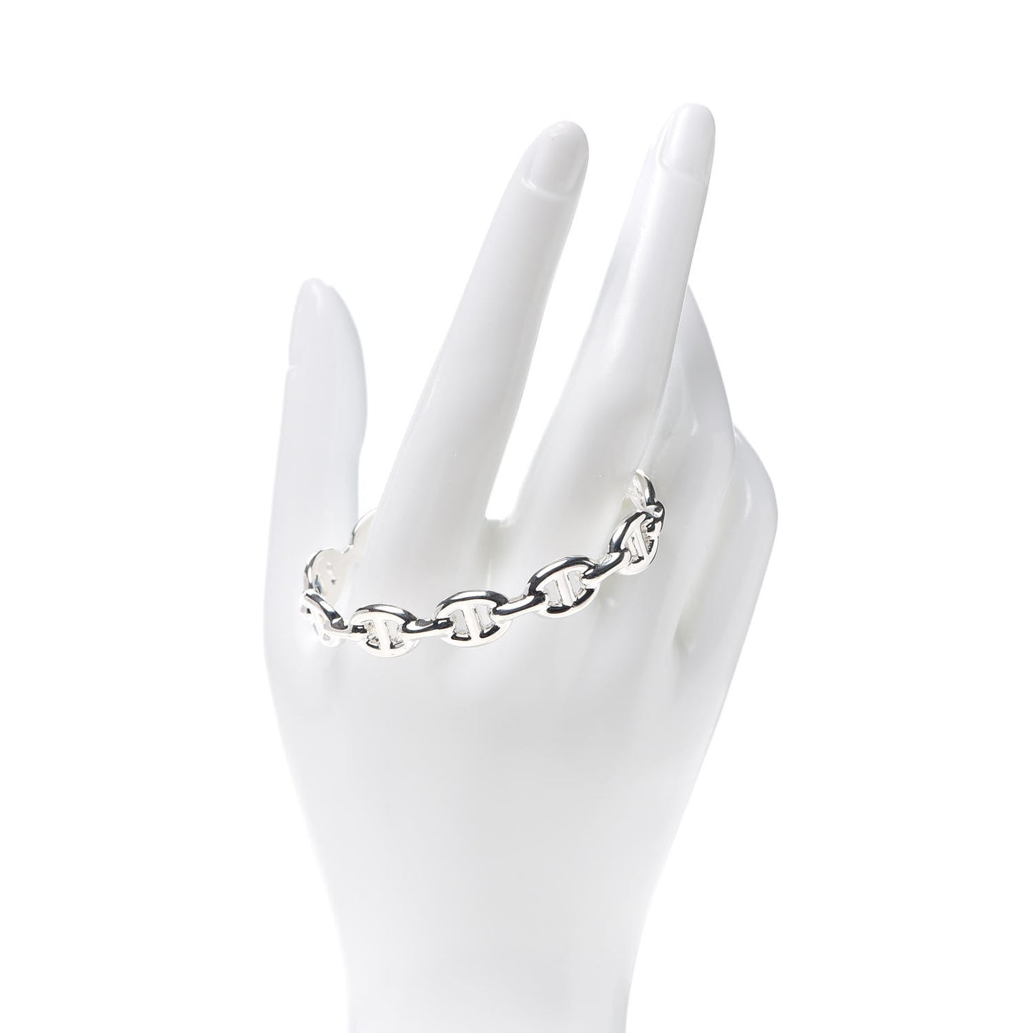 Sterling Silver MM Chaine d'Ancre Enchainee Cuff Bracelet SH