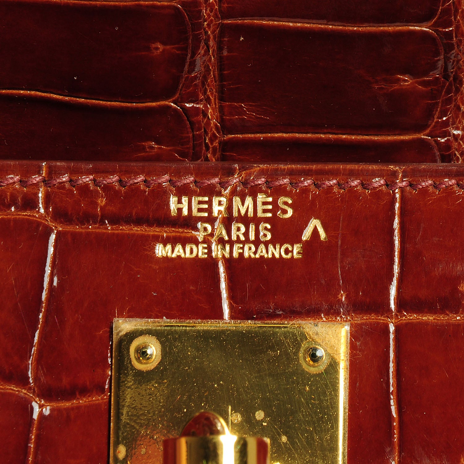 Hermes Shiny Porosus Crocodile Kelly Sellier 32 Miel 9 of 30