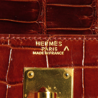 Hermes Shiny Porosus Crocodile Kelly Sellier 32 Miel 9 of 30