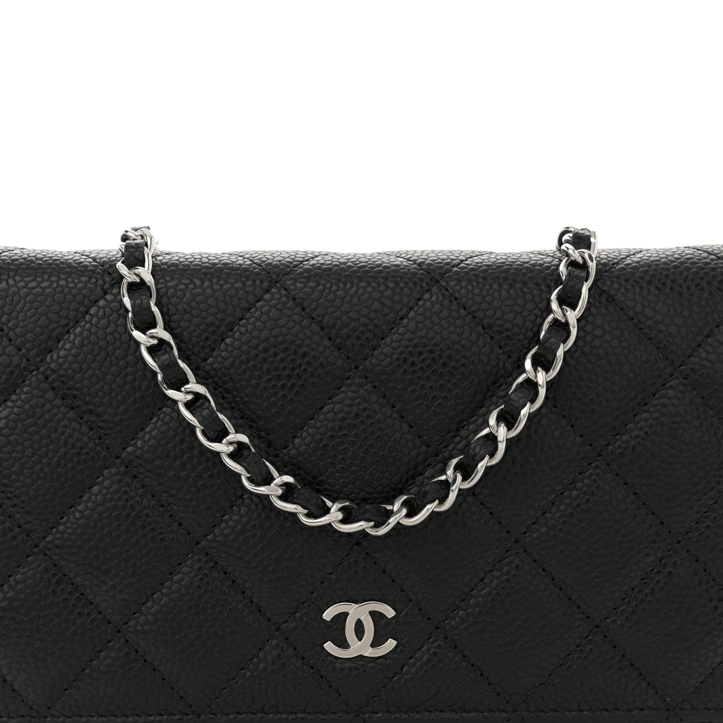 Caviar Quilted Wallet on Chain WOC Black