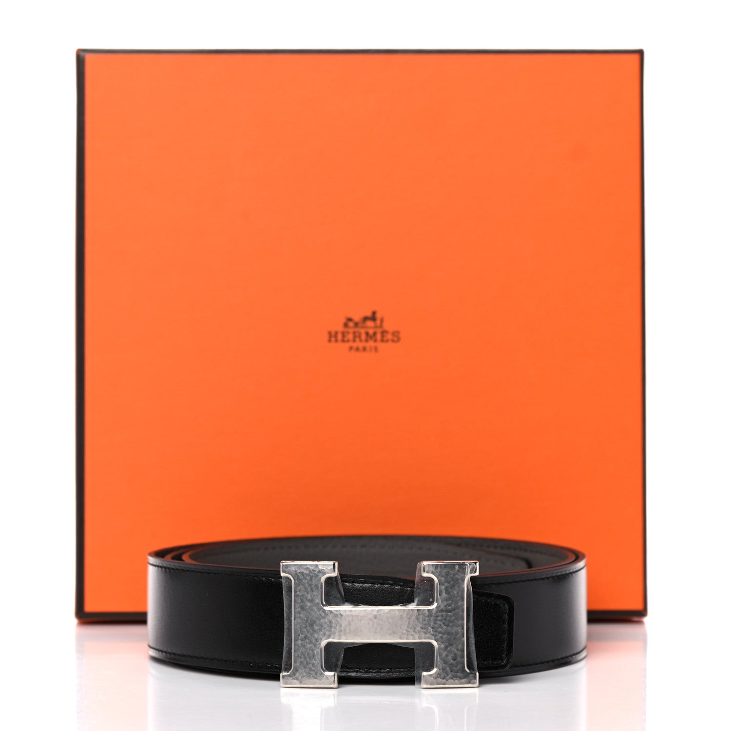 Hermes Box Togo 32mm Martelee H Belt 95 Black Etain 7 of 7