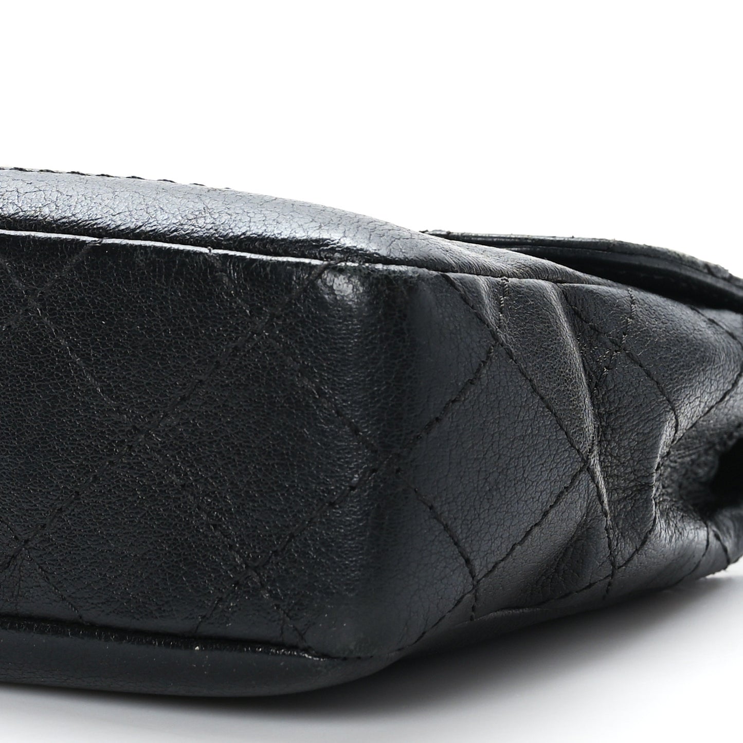 Goatskin Quilted Coco Curve Flap Messenger Flap Black