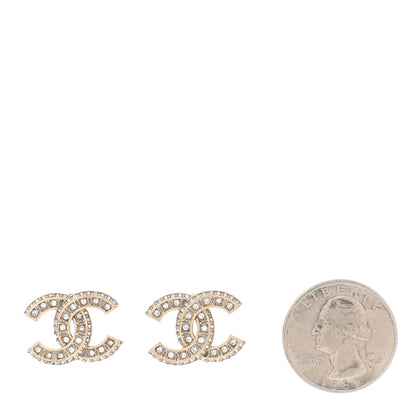 Chanel Crystal Timeless CC Earrings Light Gold 2 of 5