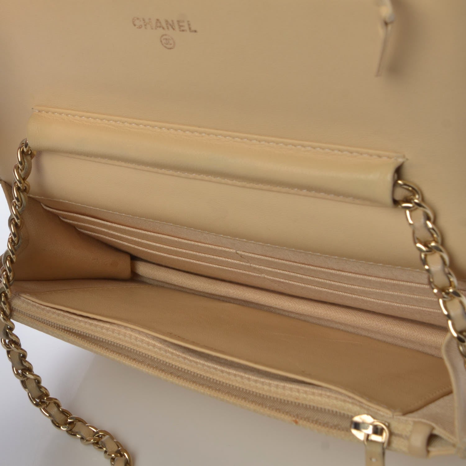 Chanel Lambskin Quilted Wallet on Chain WOC Beige 6 of 9