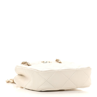 Chanel Lambskin Quilted Tiny Shopping Clutch With Chain White 4 of 9