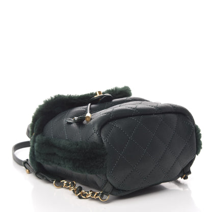 Chanel Lambskin Shearling Quilted CC Backpack Dark Green 4 of 12