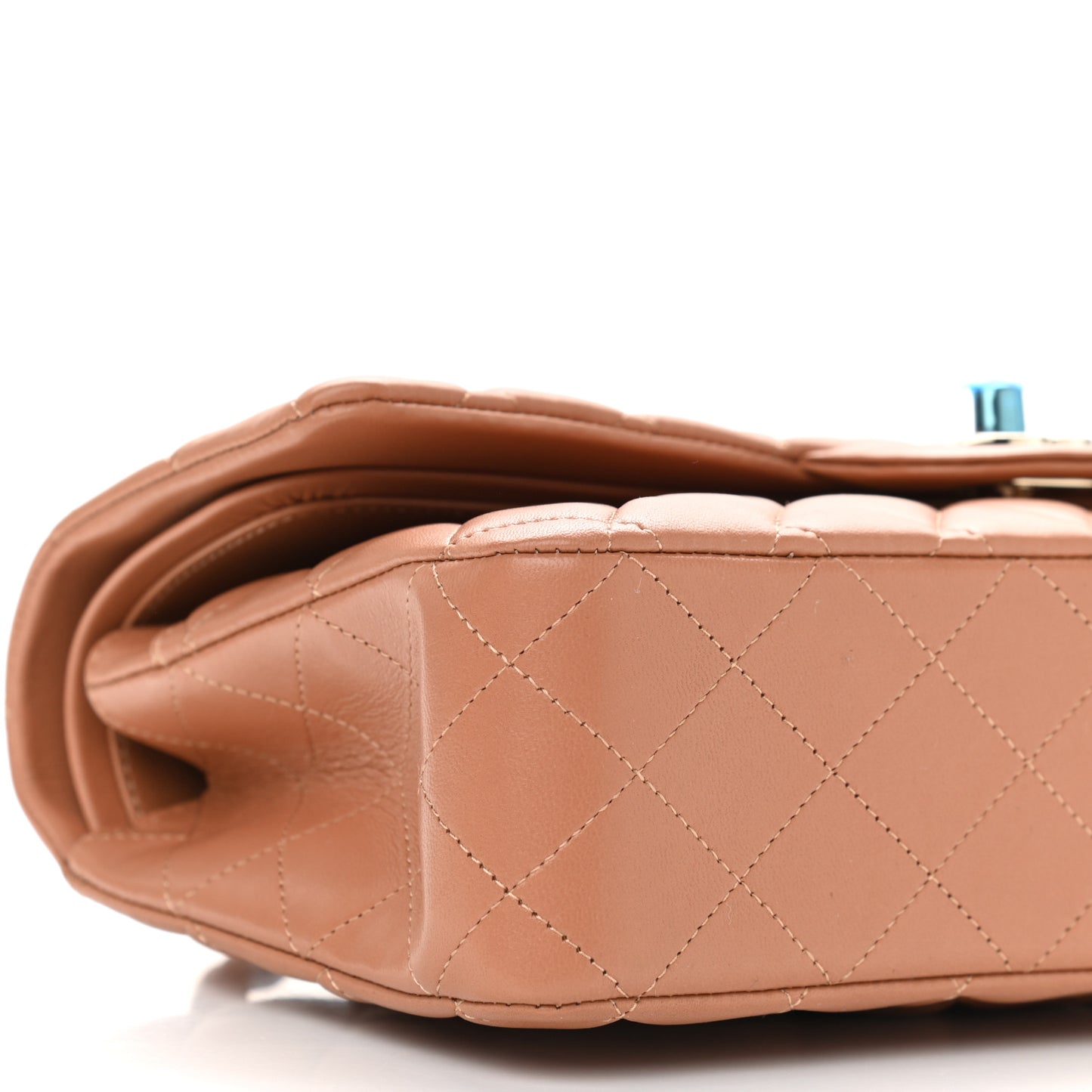 Lambskin Quilted Medium Double Flap Brown