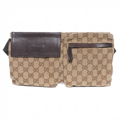 Gucci GG Monogram Web Double Pocket Belt Bag Dark Brown 1 of 8