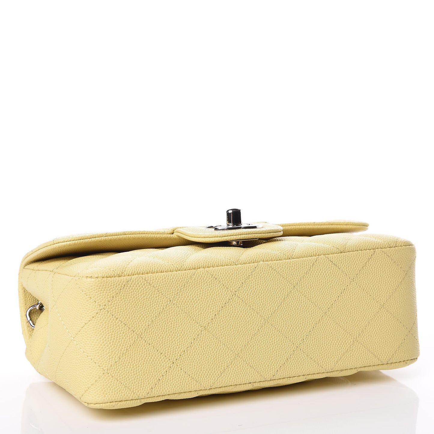 Caviar Quilted Mini Rectangular Flap Light Yellow