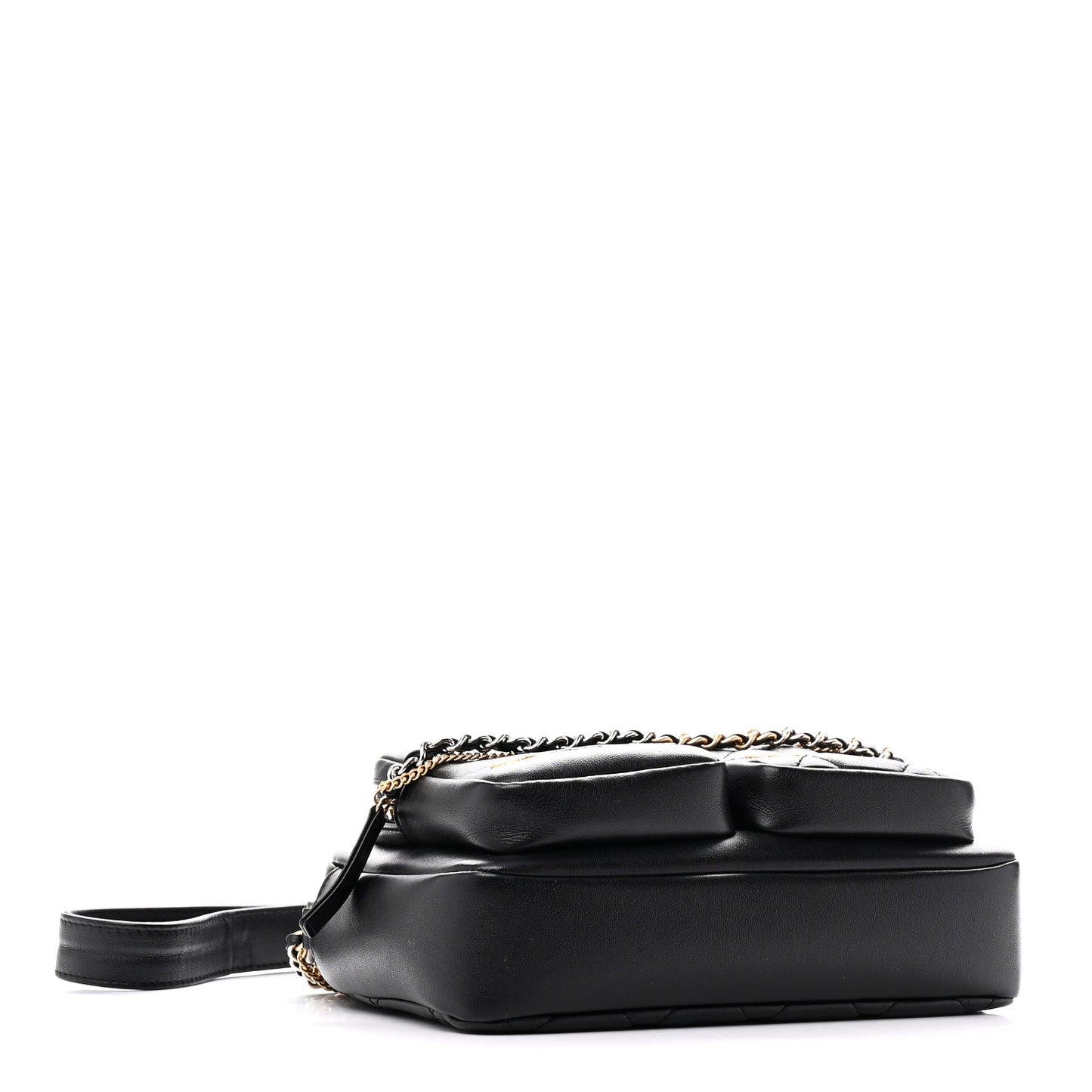 Calfskin Quilted Small Camera Case Black