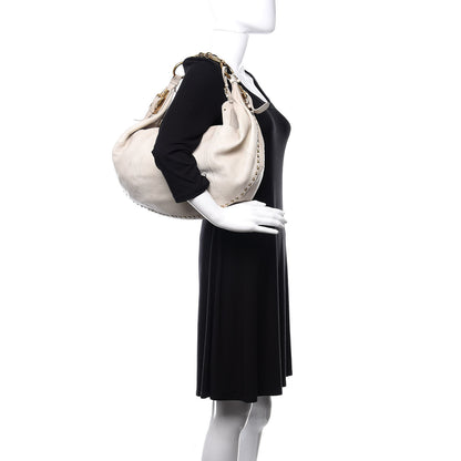 Prada Deerskin Tamponato Hobo White 2 of 13