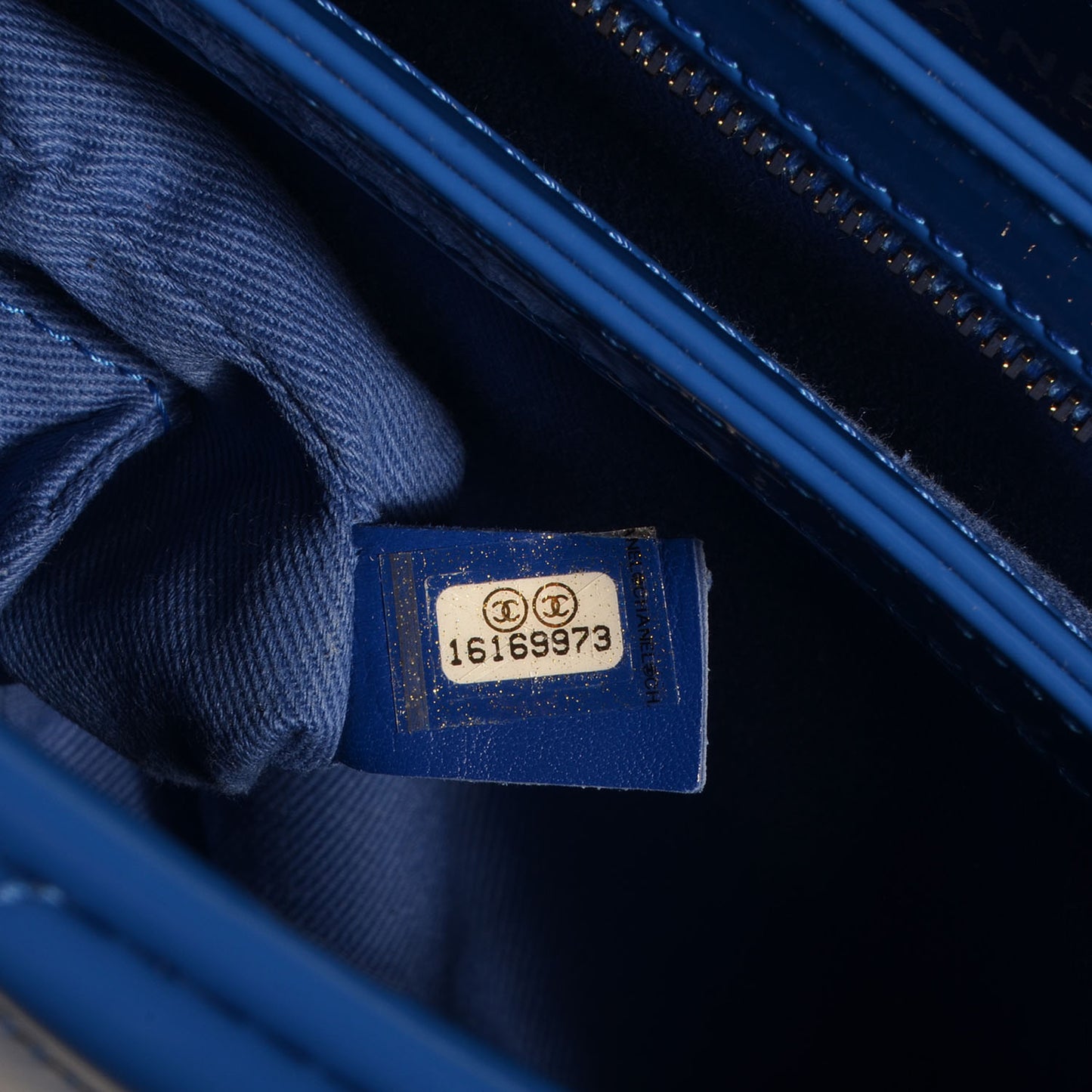 Patent Quilted Large Just Mademoiselle Bowling Bag Dark Blue