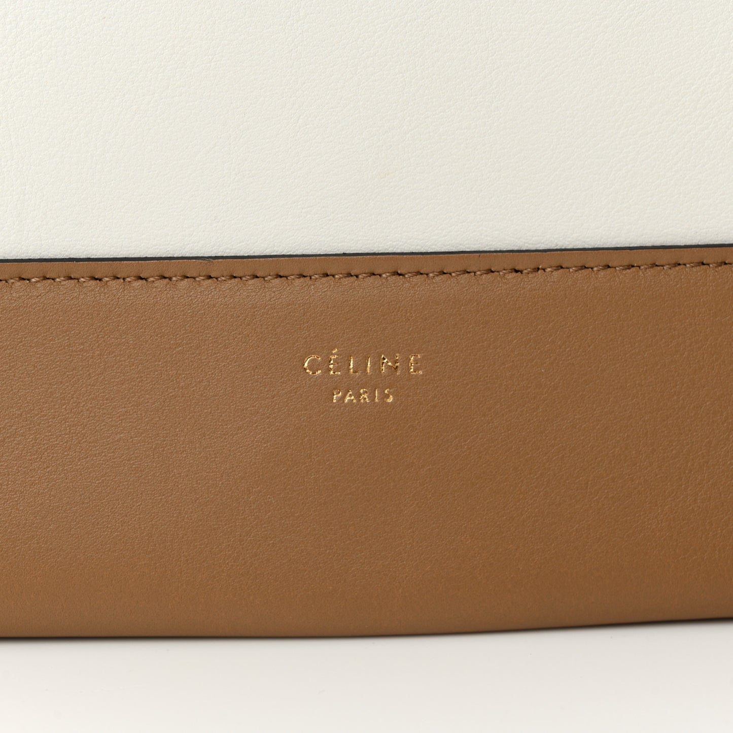 Shiny Smooth Calfskin Medium Frame Shoulder Bag Tan Optic White