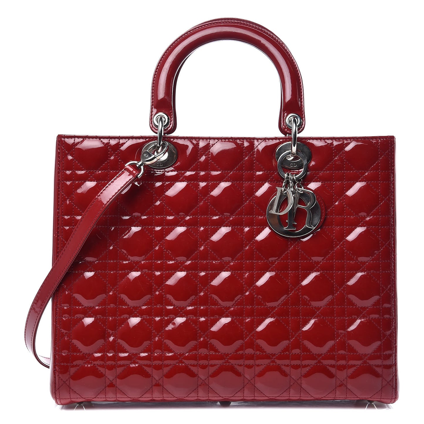Patent Cannage Large Lady Dior Red