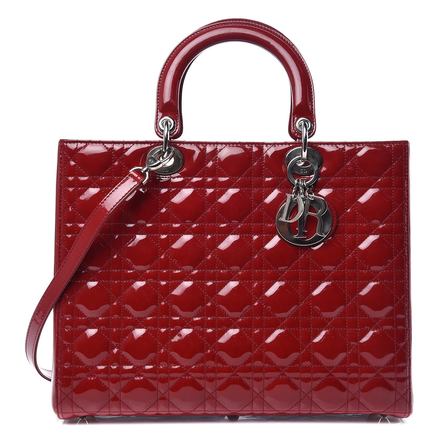 Christian Dior Patent Cannage Large Lady Dior Red 1 of 9