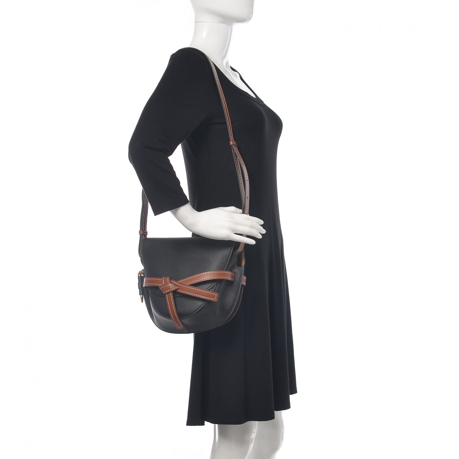 Loewe Grained Calfskin Small Gate Crossbody Bag Pecan Black 2 of 8