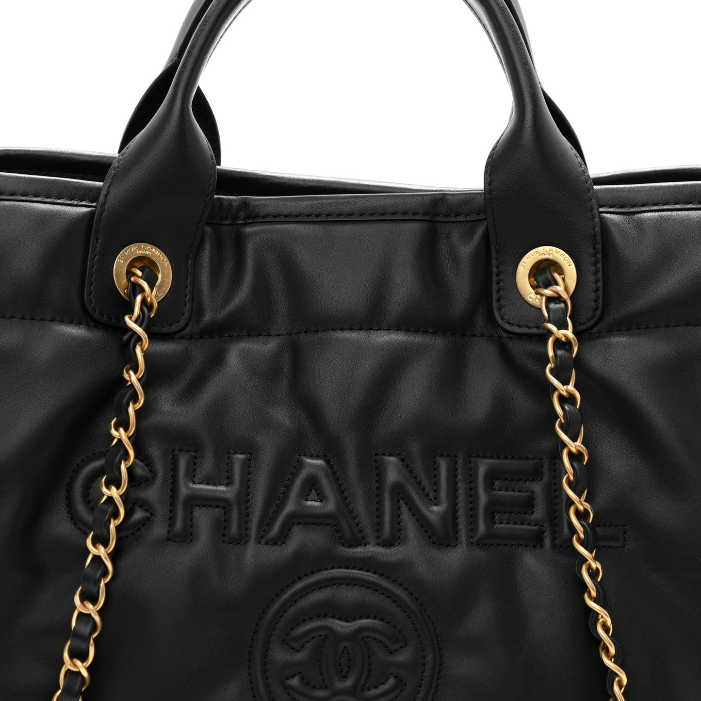 Calfskin Small Deauville Tote Black