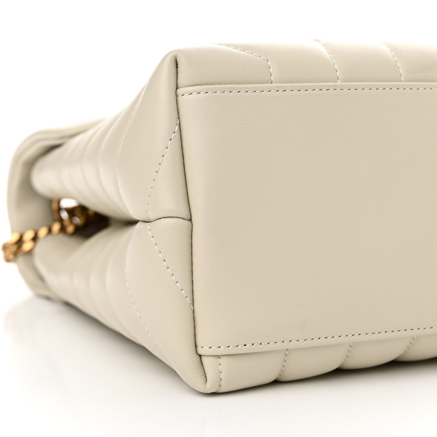 Calfskin Y Quilted Monogram Medium Loulou Chain Satchel Crema Soft