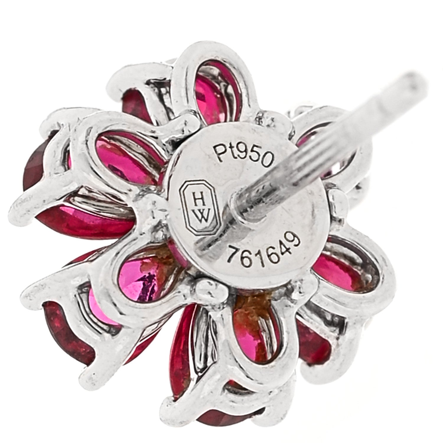 Harry Winston Platinum Ruby Diamond Forget Me Not Earrings 4 of 4
