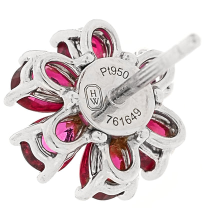 Harry Winston Platinum Ruby Diamond Forget Me Not Earrings 4 of 4