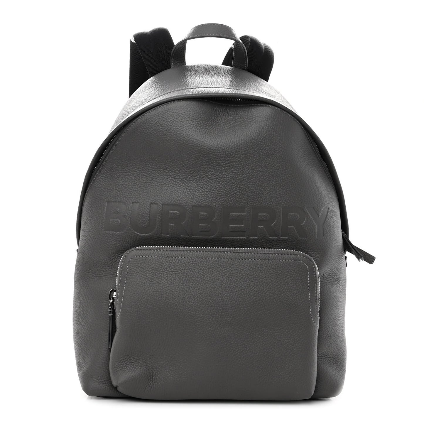 Calfskin Logo Embossed Backpack Charcoal Grey