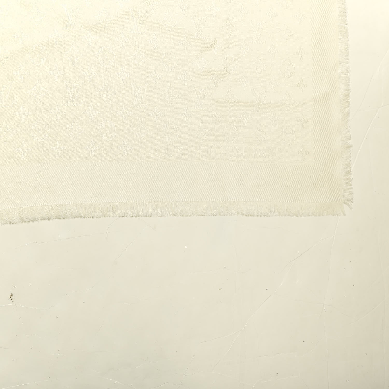 Louis Vuitton Silk Wool Monogram Shine Shawl Beige 3 of 4