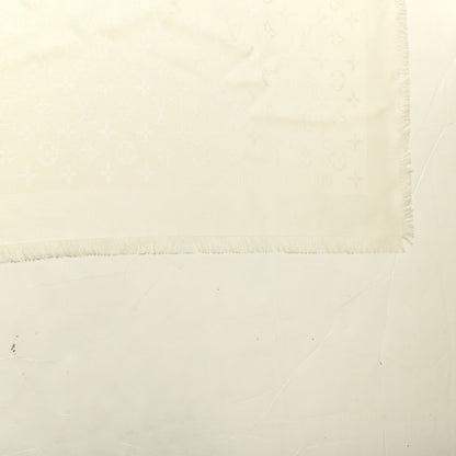 Louis Vuitton Silk Wool Monogram Shine Shawl Beige 3 of 4
