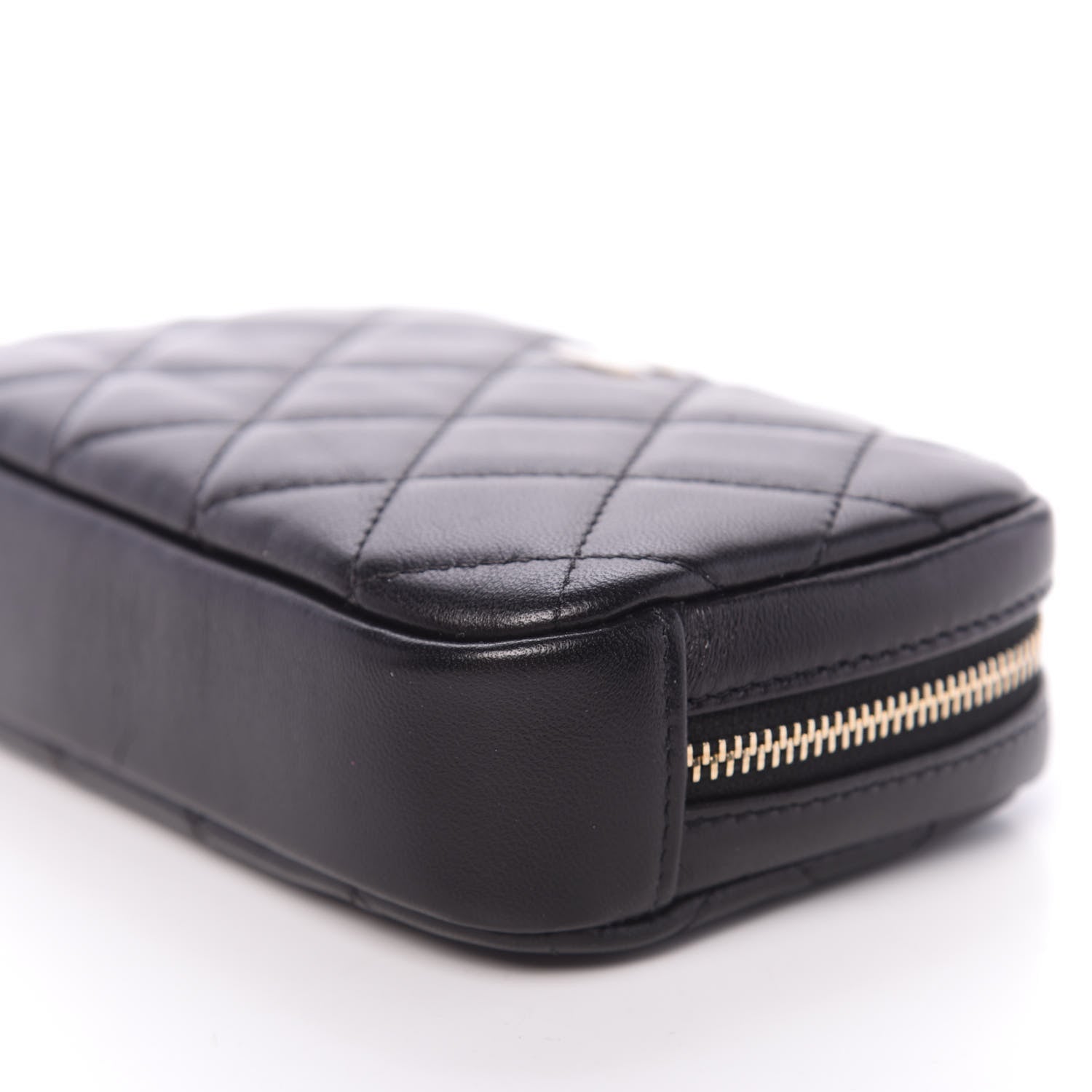 Chanel Lambskin Quilted Small Curvy Pouch Cosmetic Case Black 9 of 10