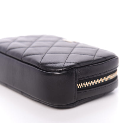 Chanel Lambskin Quilted Small Curvy Pouch Cosmetic Case Black 9 of 10