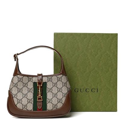 Gucci GG Supreme Monogram Azalea Calfskin Web Mini Jackie 1961 Hobo Beige Ebony Brown Sugar 13 of 13