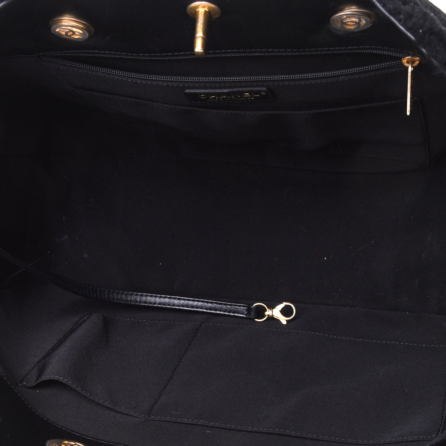 Chanel Shearling Tweed Shopper Tote Black 4 of 4
