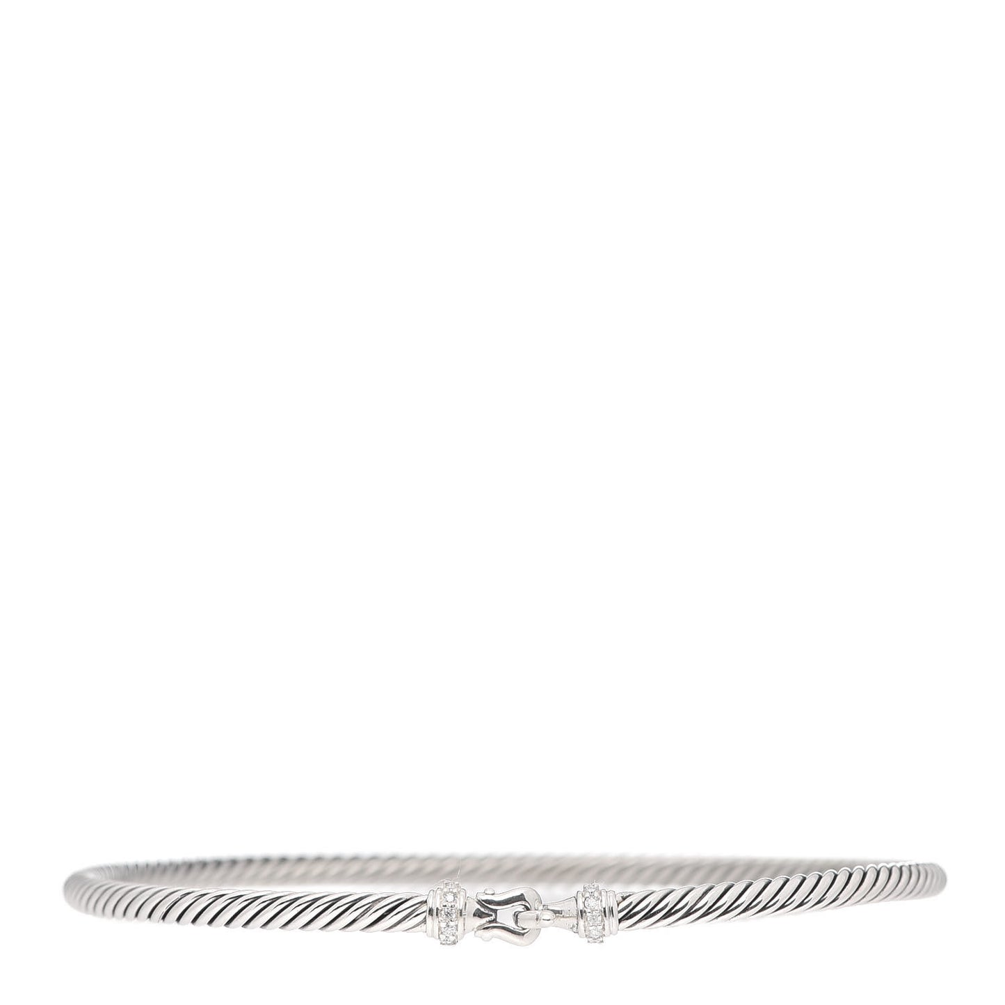 Sterling Silver Diamond 3mm Cable Buckle Bracelet