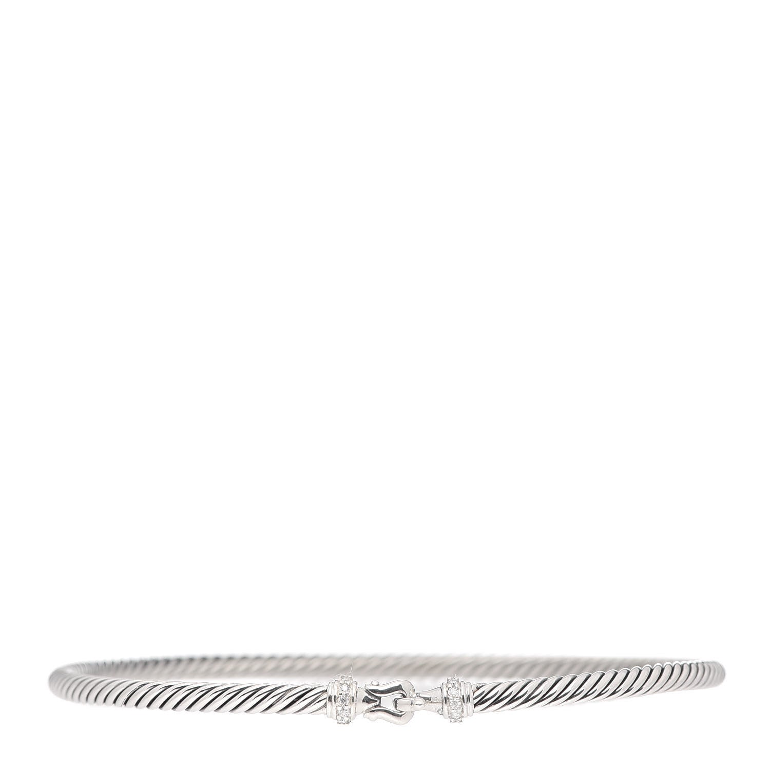 David Yurman Sterling Silver Diamond 3mm Cable Buckle Bracelet 1 of 4