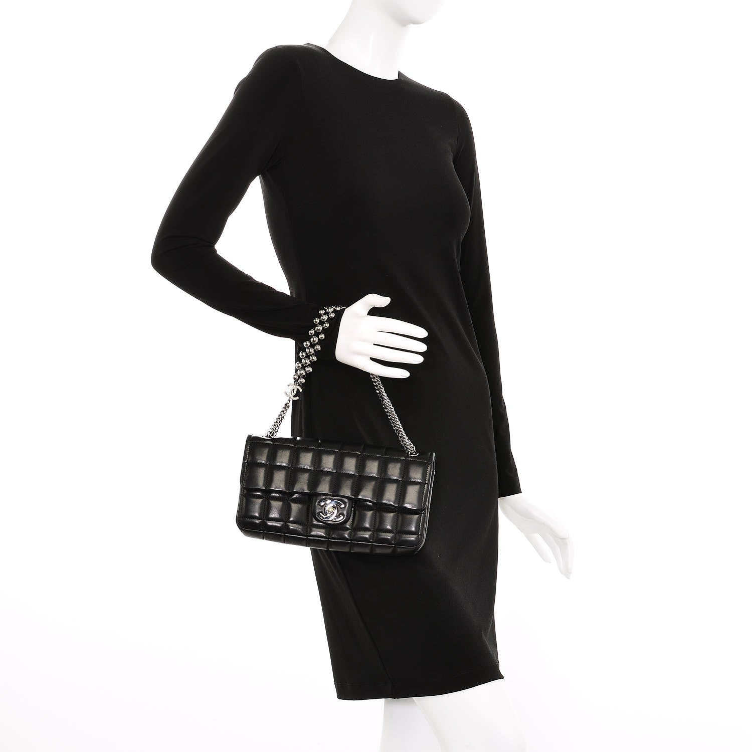 Chanel Lambskin East West Chocolate Bar Chain Flap Black 2 of 9