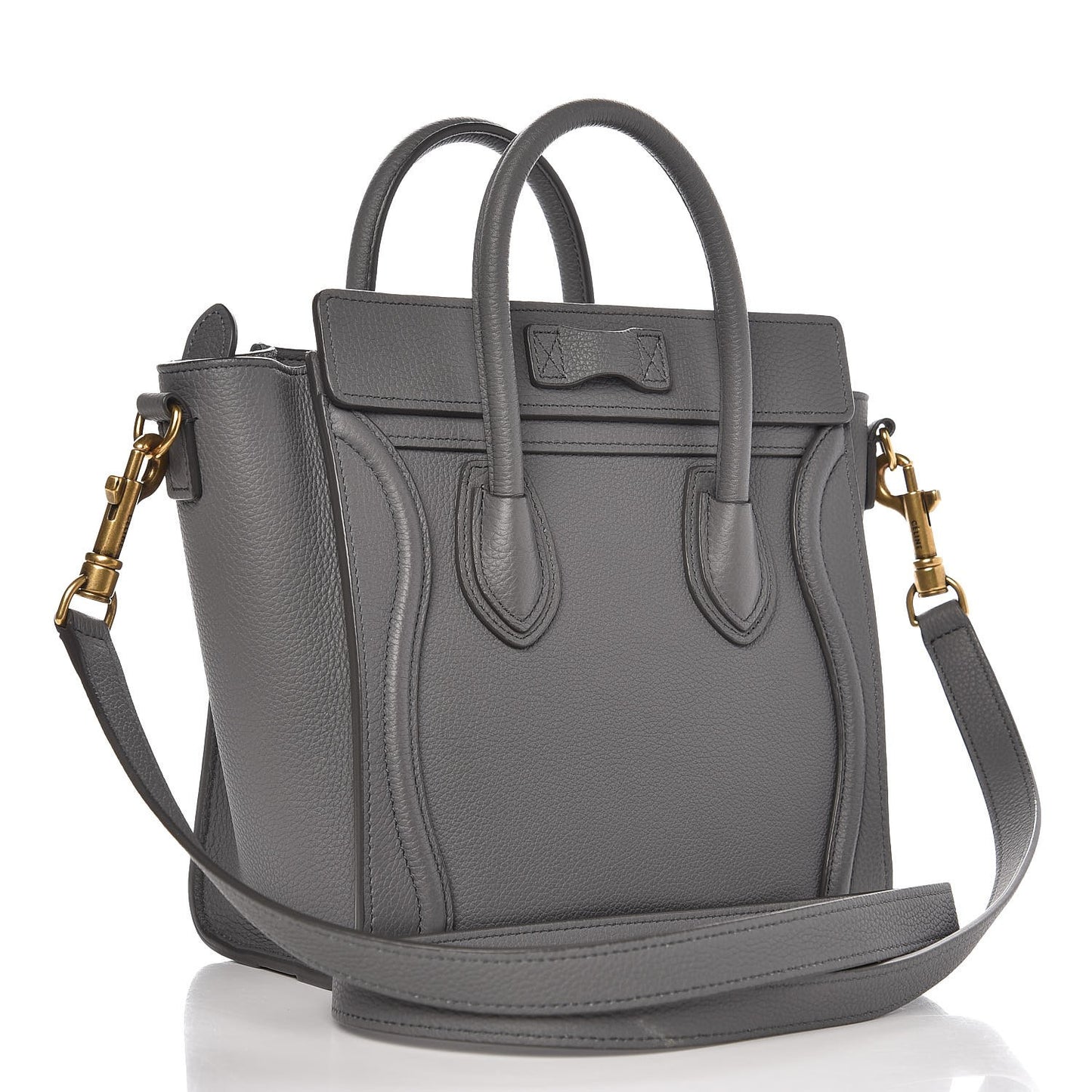 Drummed Calfskin Nano Luggage Kohl