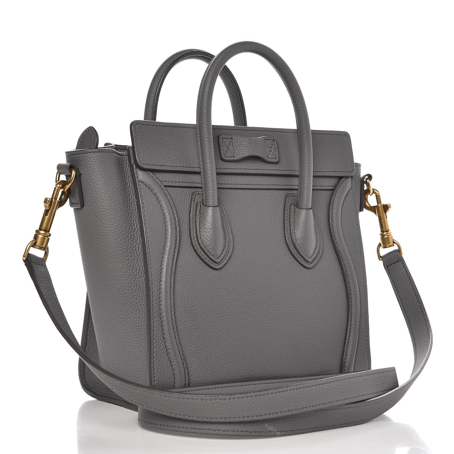 Celine Drummed Calfskin Nano Luggage Kohl 3 of 9