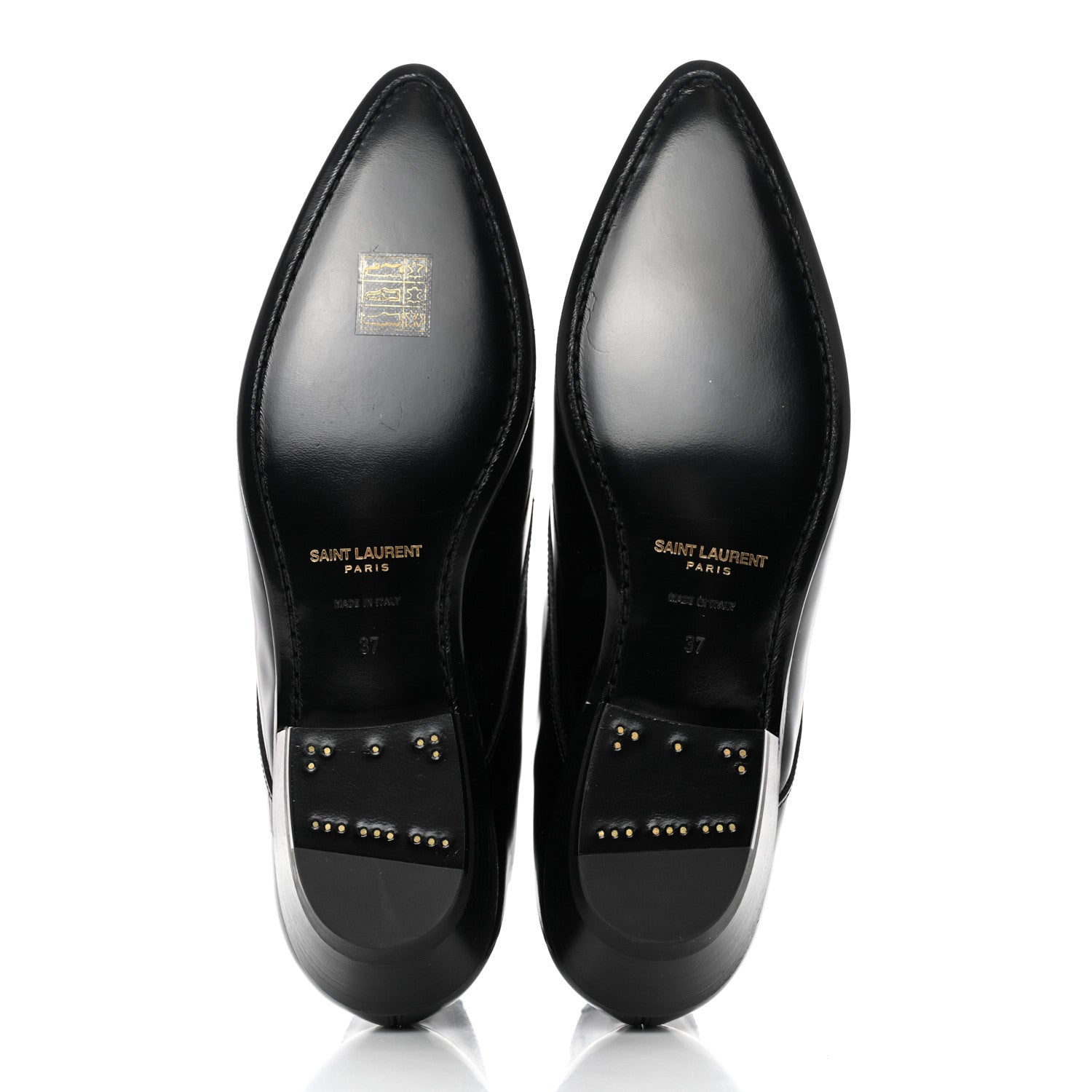 Saint Laurent Patent Calfskin Joan Ankle Boots 37 Black 5 of 9