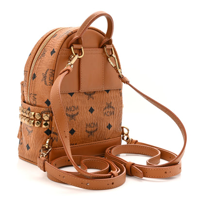 MCM Visetos Side Stud X-Mini Stark Bebe Boo Backpack Cognac 3 of 12