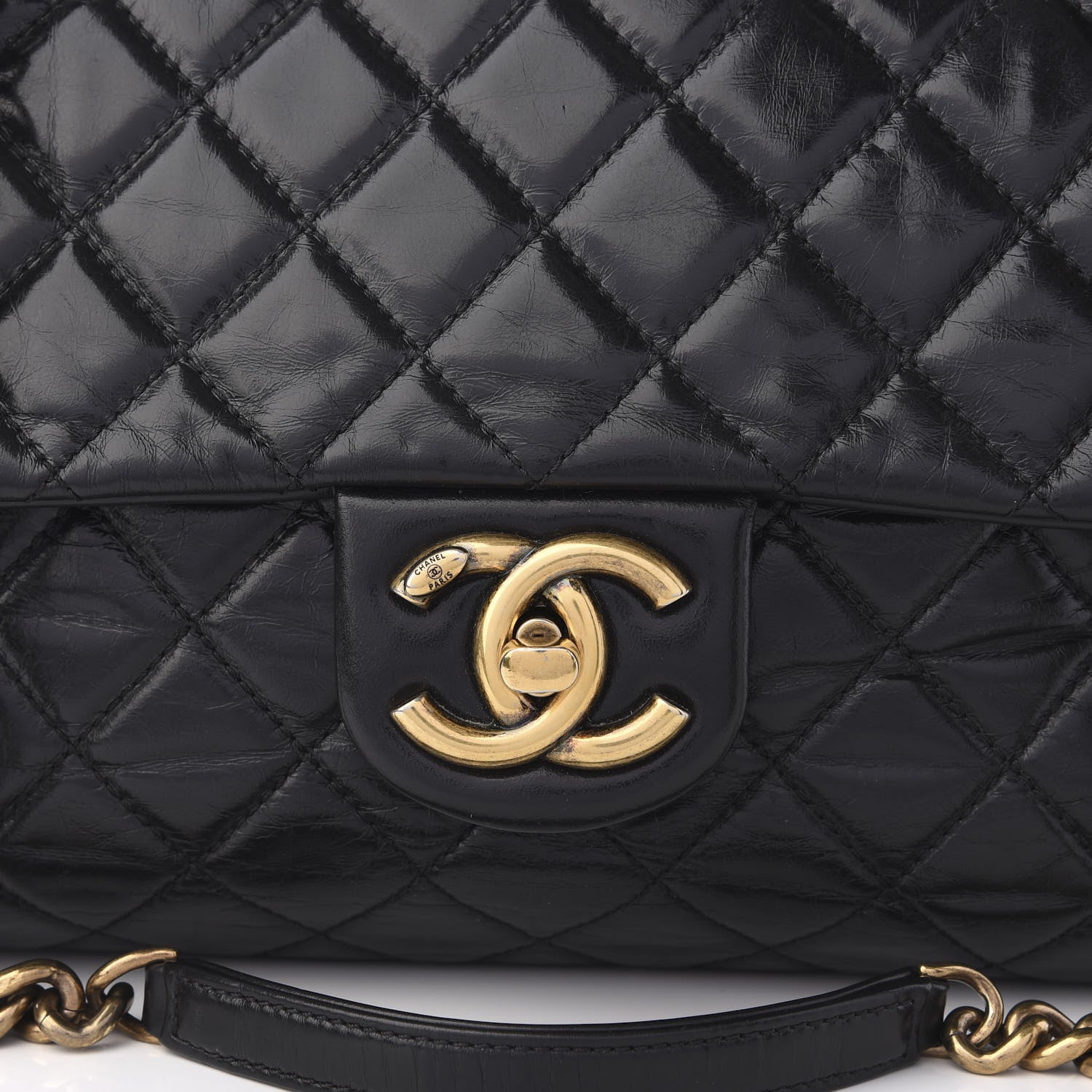Chanel Glazed Calfskin Large Castle Rock Flap Black 9 of 9