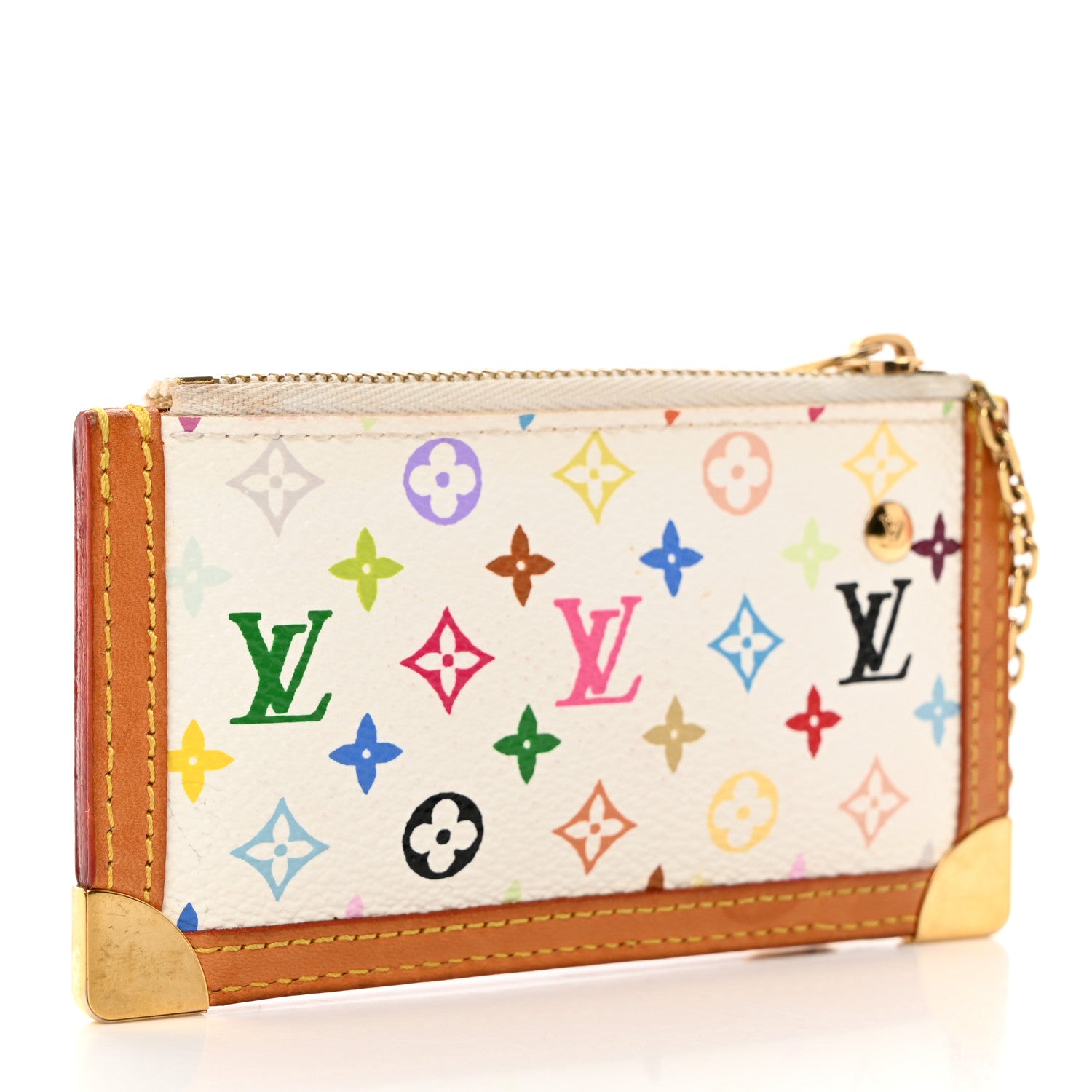 Louis Vuitton LOUIS VUITTON Monogram Multicolor Key Pouch White 3 of 6