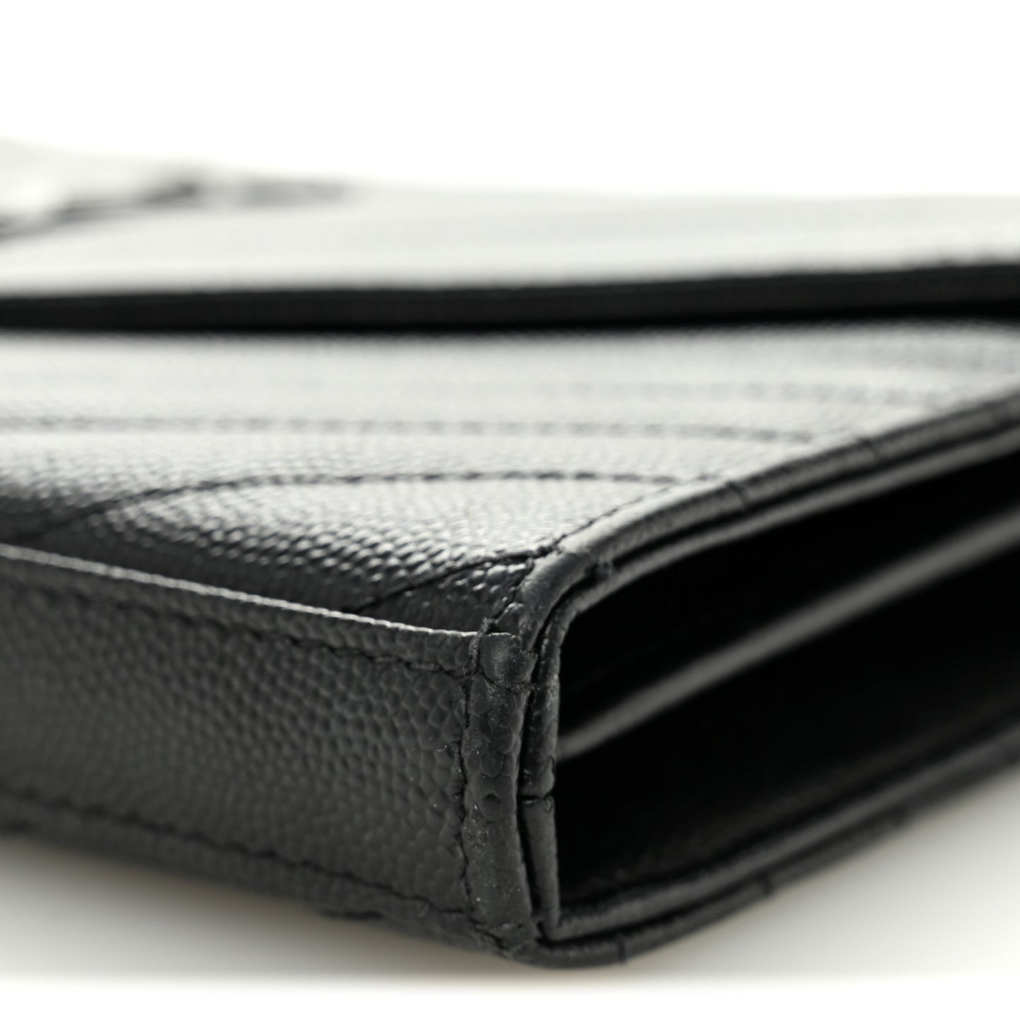 Grain De Poudre Matelasse Chevron Monogram Monochrome Chain Wallet Black