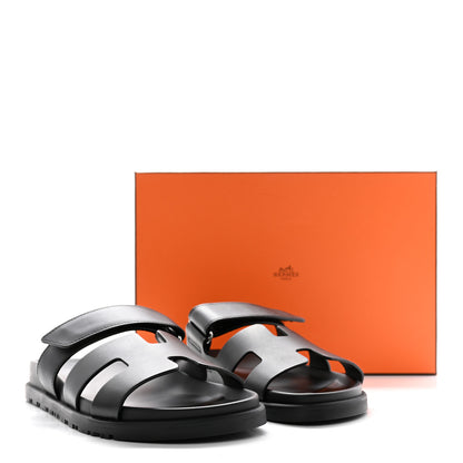 Hermes Calfskin Womens Chypre Sandals 37.5 Black 10 of 10