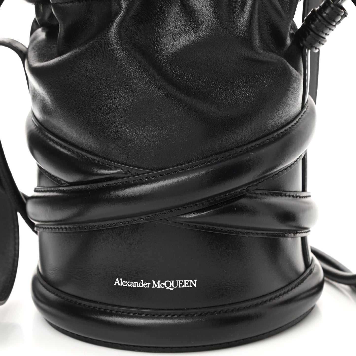 Calfskin The Soft Curve Drawstring Bag Black