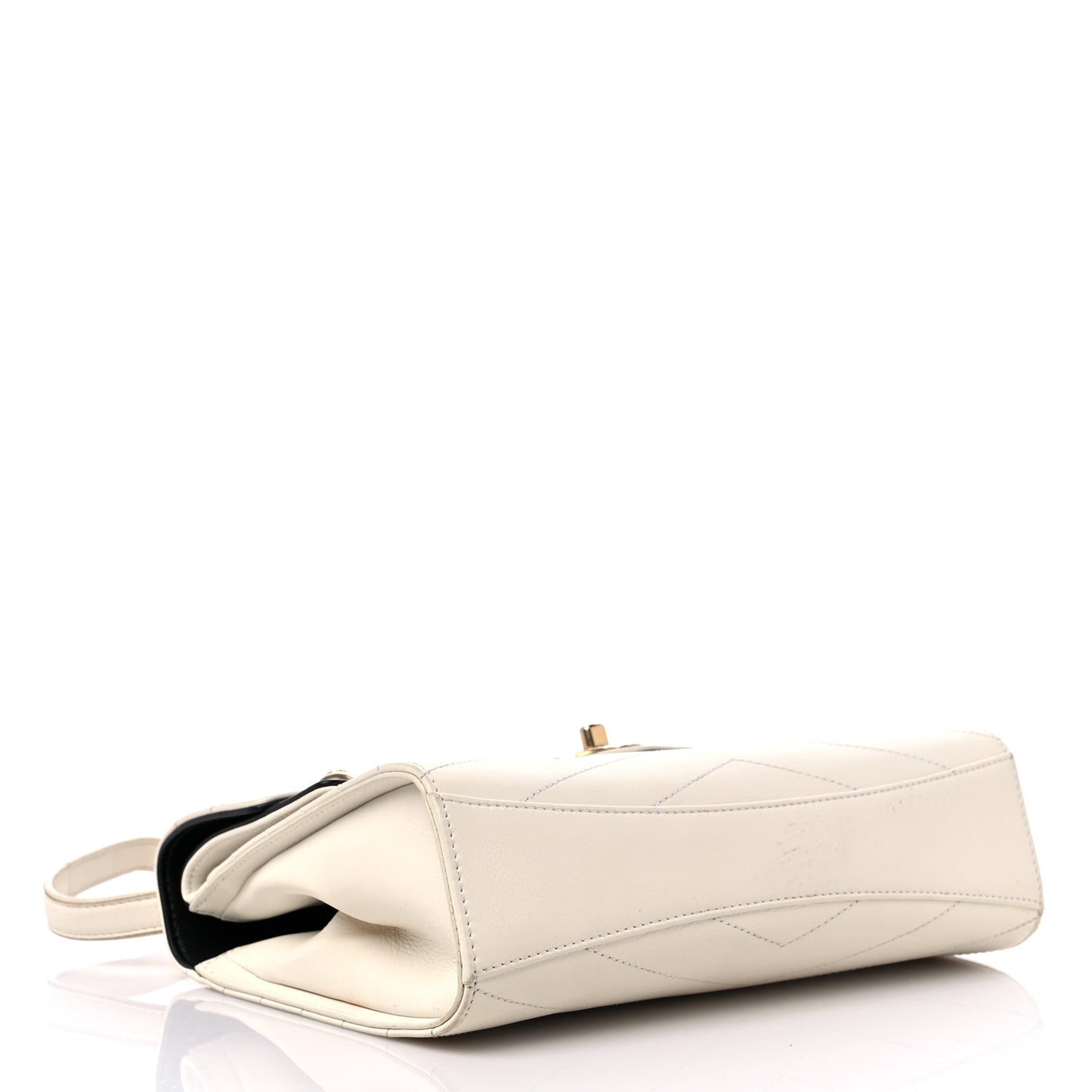 Calfskin Chevron Quilted Casual Trip Flap White