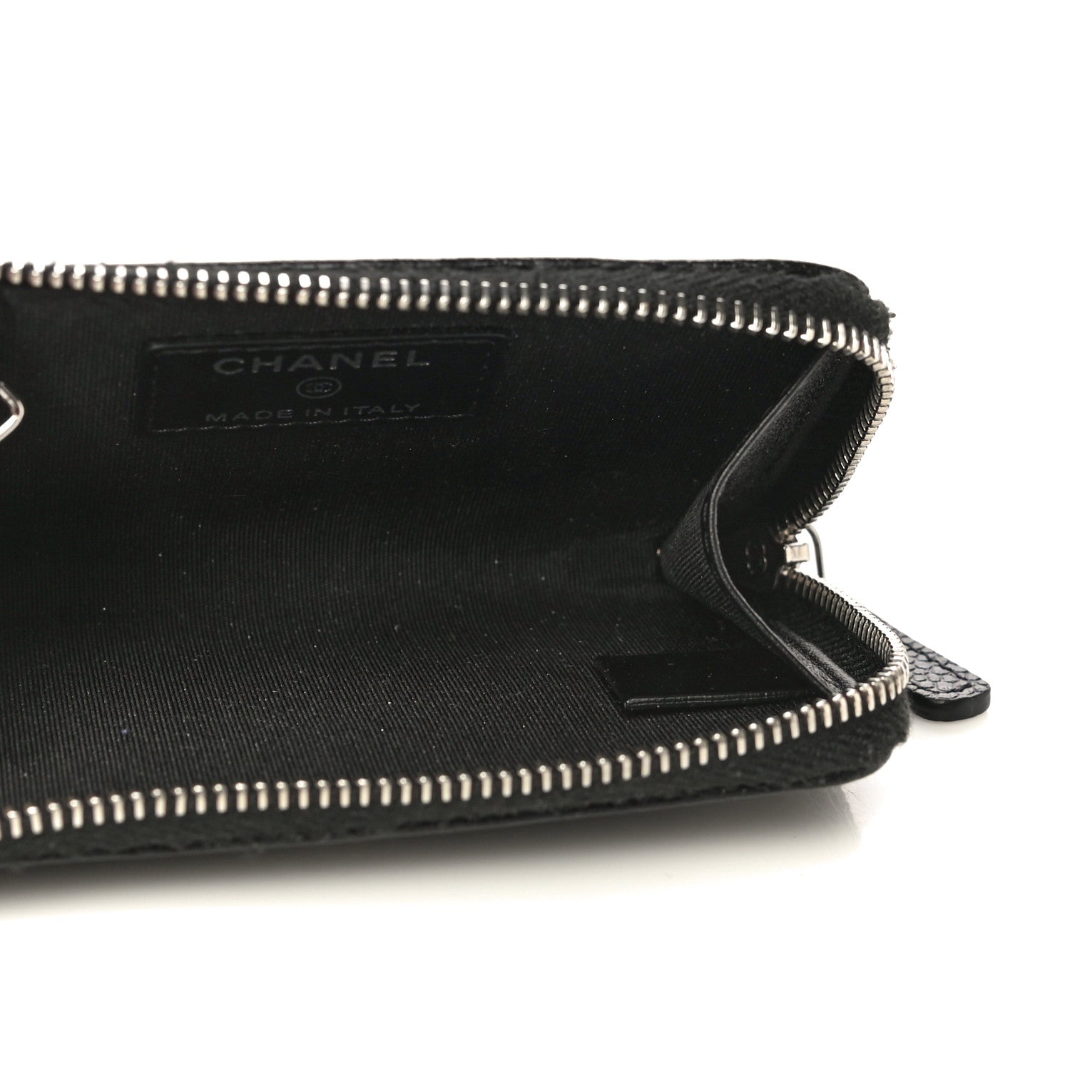 Chanel Caviar Camellia Embossed Key Holder Case Black 5 of 11