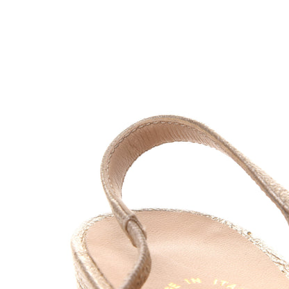 Chanel Metallic Lambskin Grosgrain Cap Toe CC Slingback Sandals 35 Gold Black 9 of 11