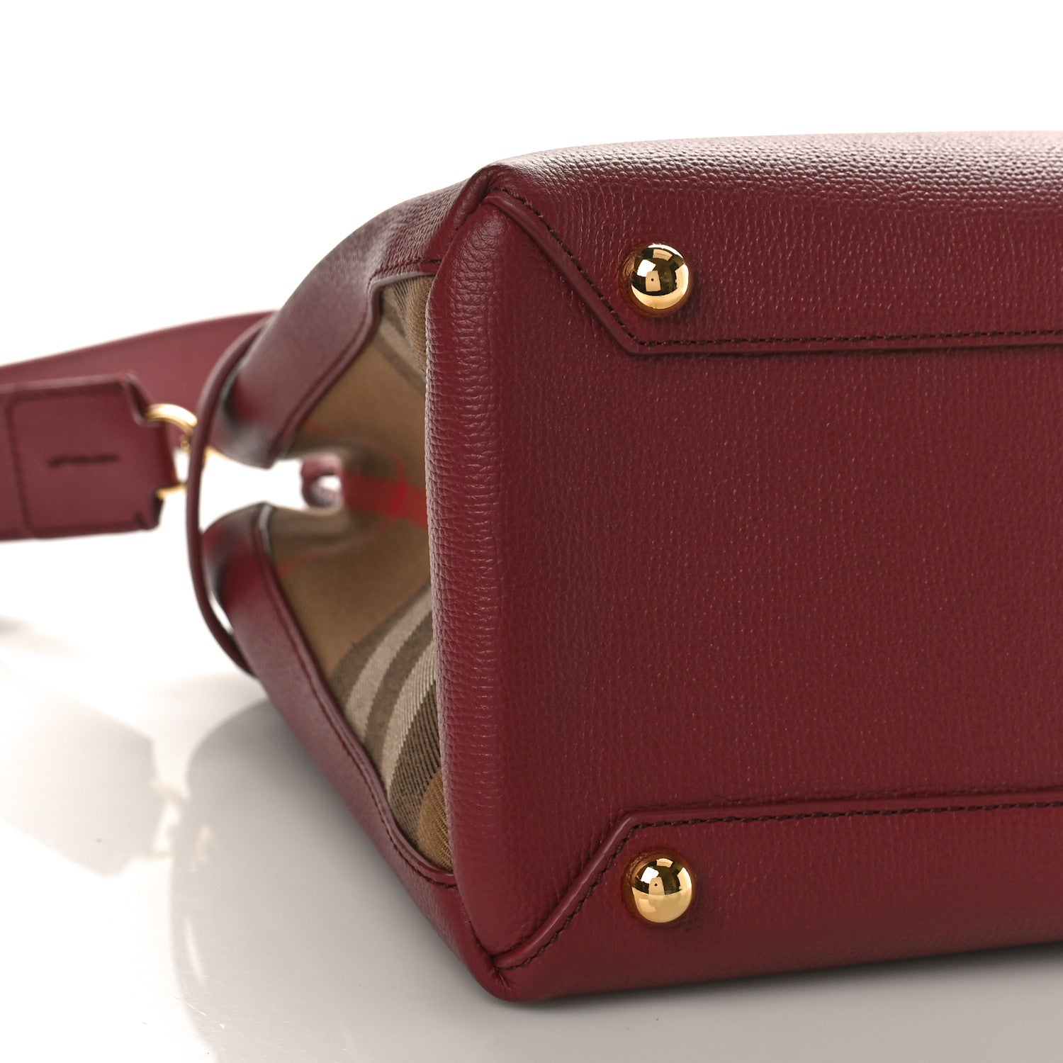 Burberry Derby Calfskin House Check Medium Banner Tote Crimson 7 of 8